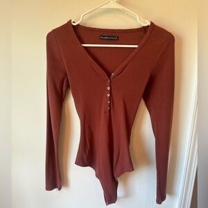 Abercrombie and Fitch V-Neck Button Henley Long Sleeve Bodysuit, size small